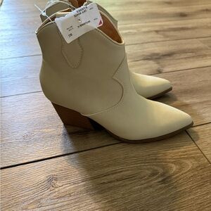 Indigo Cream and Brown Heeled Boots